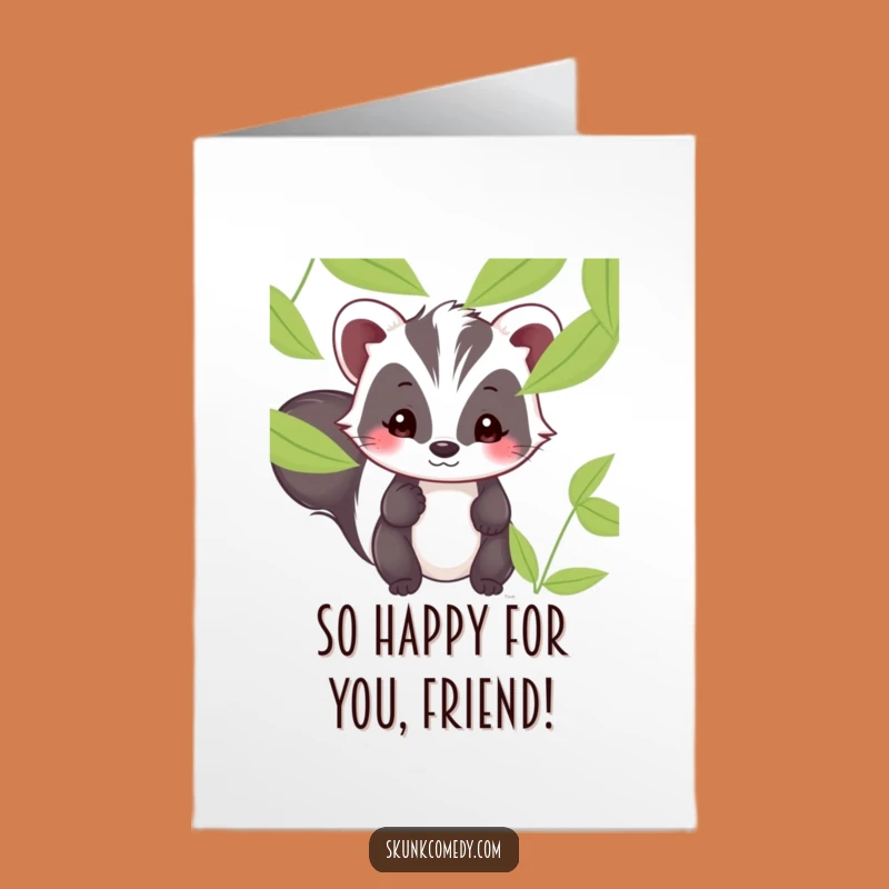 Free Printable Kawaii Skunk Congrats Card: Shy Smile Downloadable Greeting