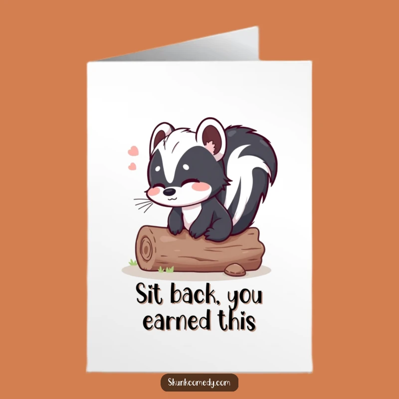 Free Printable Skunk Log Congrats Card: Funny Relaxed DIY Downloadable Gift