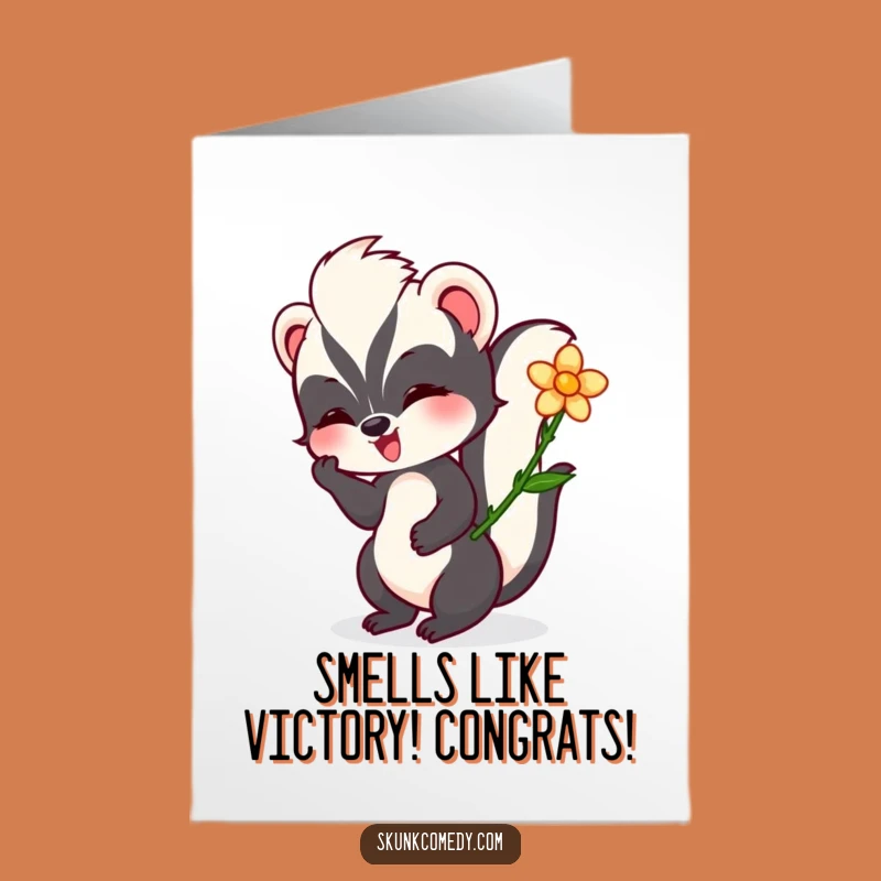 Free Printable Congrats Card: Happy Skunk Flower, Delightful Downloadable Gift