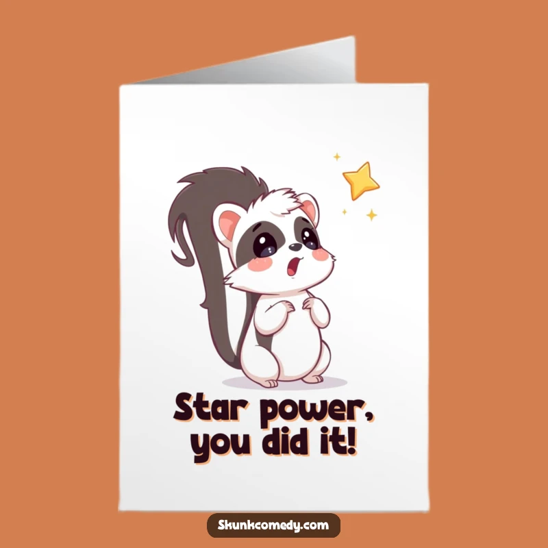 Free Printable Skunk Congrats Card: Surprised Skunk Sees Your Shining Success!