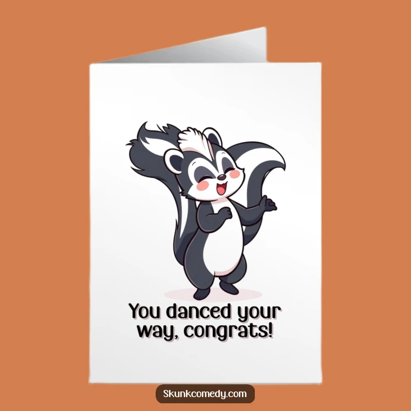 Free Printable Congrats Card: Dancing Skunk Tail High - Celebratory Downloadable Gift!