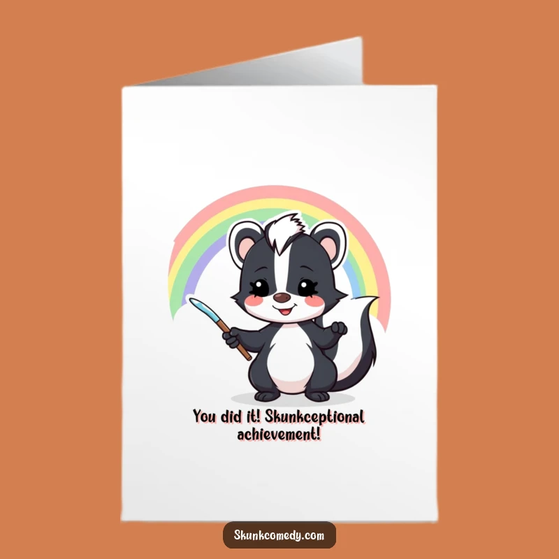 Free Printable Congrats Card: Skunk Rainbow Art, Hilarious Downloadable Gift