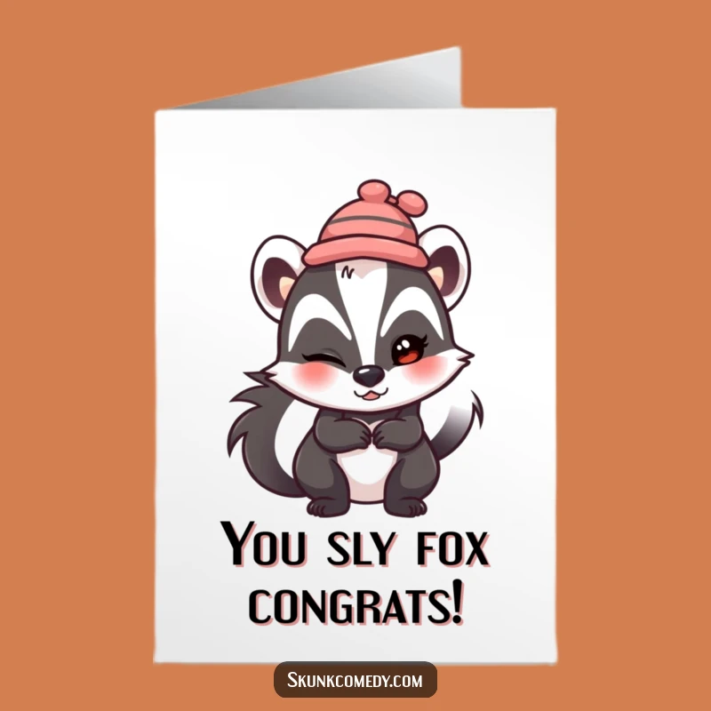 Free Printable Congrats Card: Winking Skunk Hat - Cheeky Downloadable Gift!