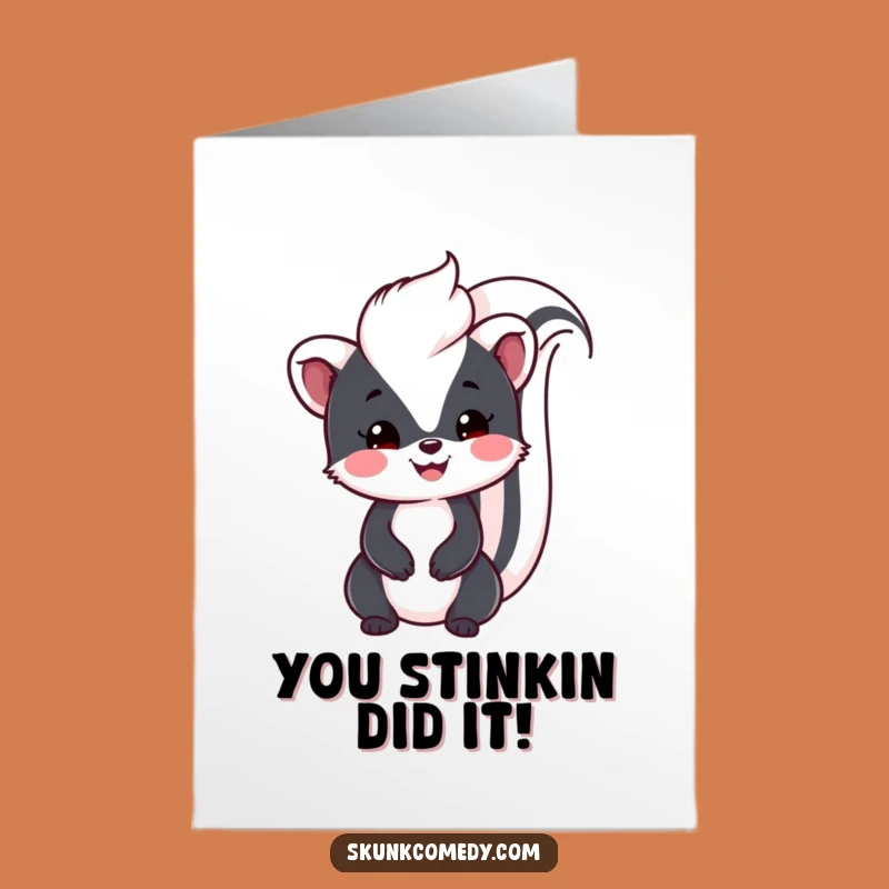 Free Printable Congrats Card: Friendly Kawaii Skunk, Perfect Downloadable Gift