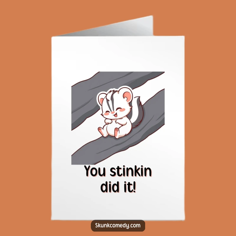 Free Printable Congrats Card: Giggling Skunk Slide Hilarious Downloadable
