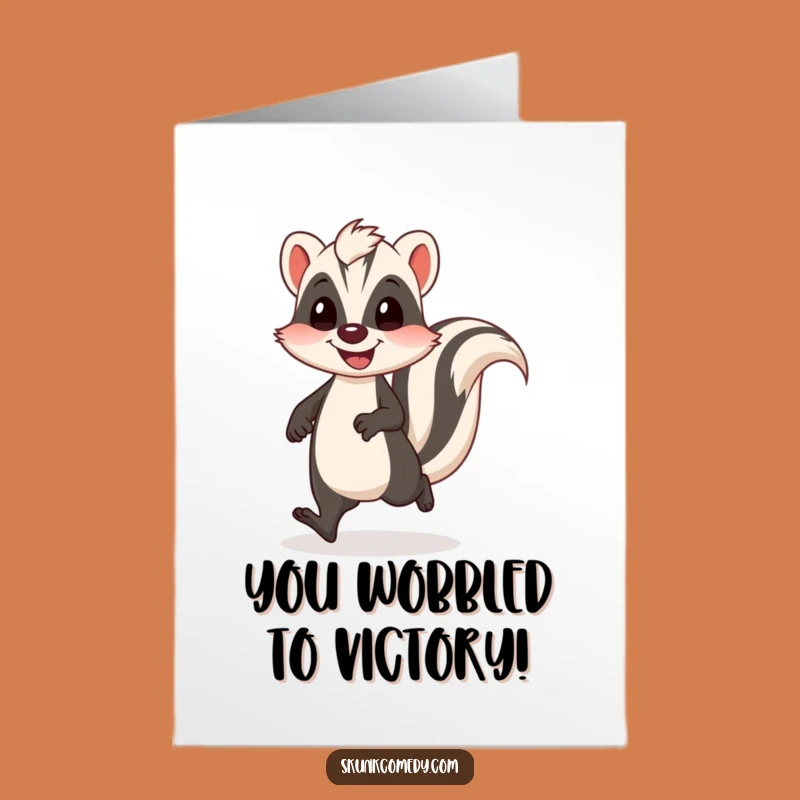 Free Printable Congrats Card: Wobbly Skunk Bounce Funny Downloadable Gift