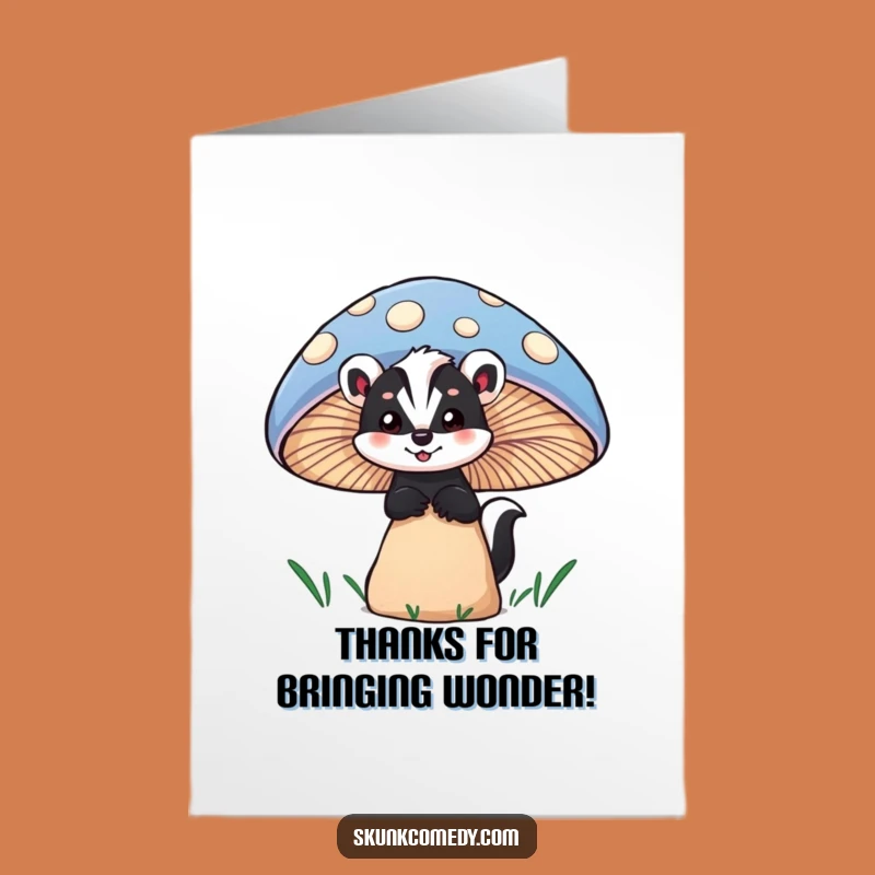 Free Printable Thank You Card: Curious Skunk Mushroom, Sweet Downloadable Gift
