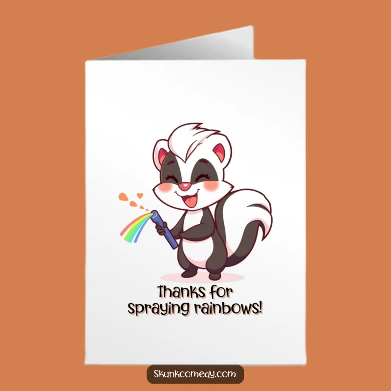 Free Printable Thank You Card: Skunk Sprays Rainbow - Grateful Downloadable Gift!