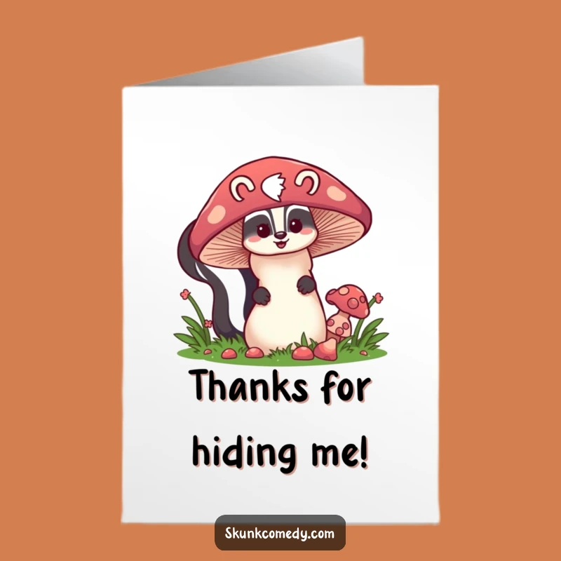 Free Printable Thank You Card: Sweet Skunk Mushroom Hello Downloadable Gift