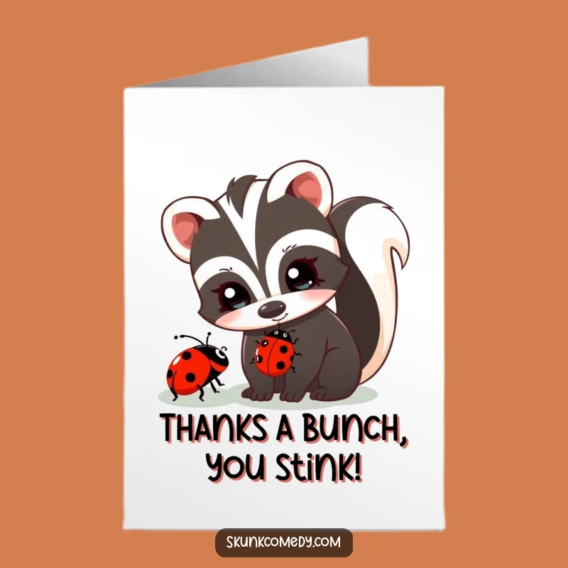 Free Printable Thank You Card: Whimsical Skunk & Ladybug Gratitude Downloadable Gift