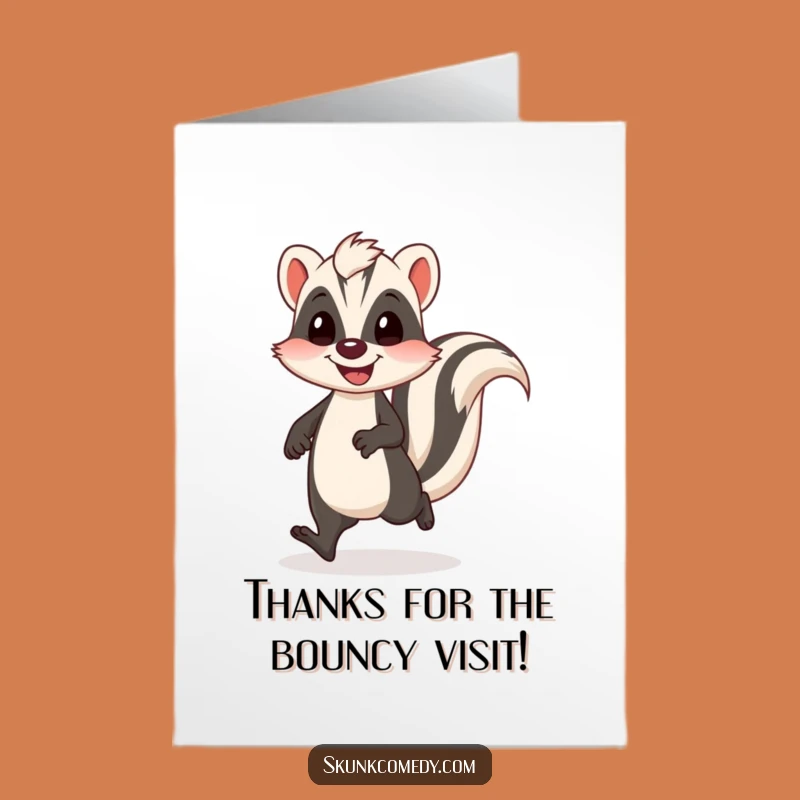 Free Printable Thank You Card: Wobbly Skunk Bounce Funny Downloadable Gift