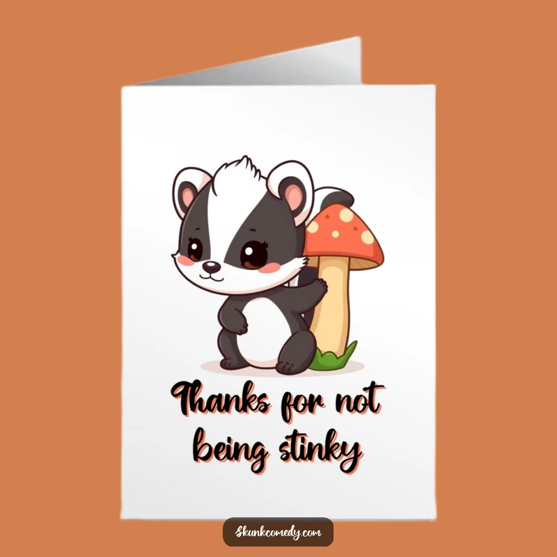 Free Printable Skunk Mushroom Thank You Card: Funny Animal DIY Downloadable Gift