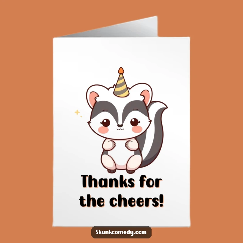 Free Printable Thank You Card: Party Horn Skunk Cheers Your Kindness!