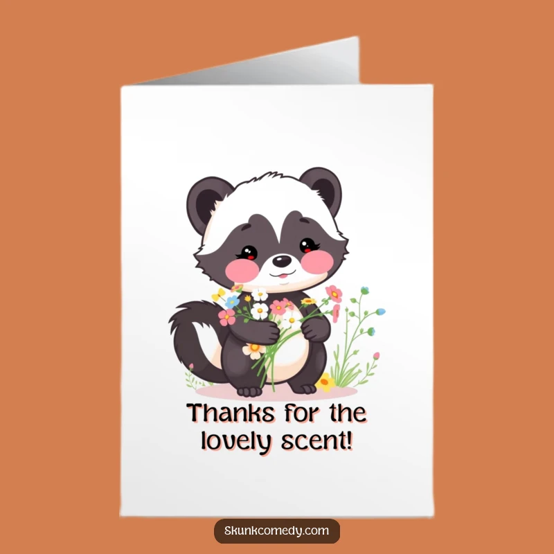 Free Printable Thank You Skunk Card: Floral Gratitude, Funny Downloadable Gift