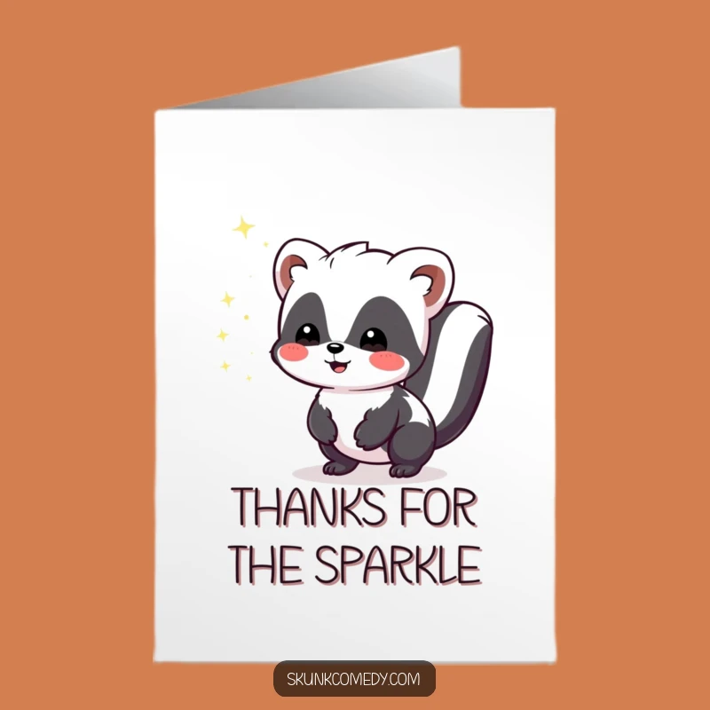 Free Printable Kawaii Skunk Thank You Card: Sparkles of Joy Downloadable Gift