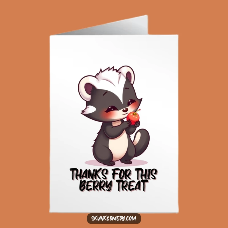 Free Printable Thank You Card: Shy Skunk Berry, Heartfelt Downloadable