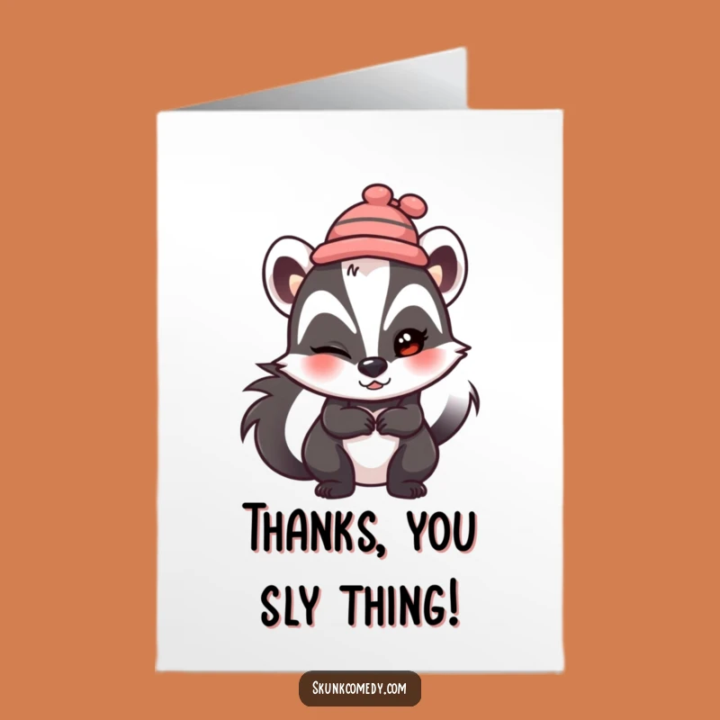 Free Printable Thank You Card: Winking Skunk Hat - Playful Downloadable Gift!