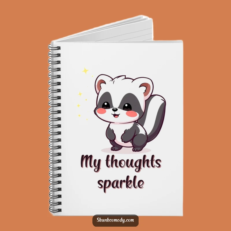 Funny Kawaii Skunk Sparkle Notebook, Joyful Stinker Journal, Cute Animal Diary