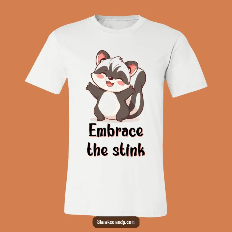 Funny Joyful Skunk Embrace T-Shirt: Wear Your Hug With This Happy Skunk Tee