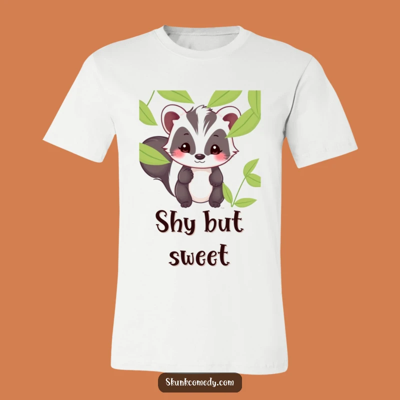 Funny Kawaii Skunk Peek T-Shirt - Sweet & Shy Humor for Everyday!