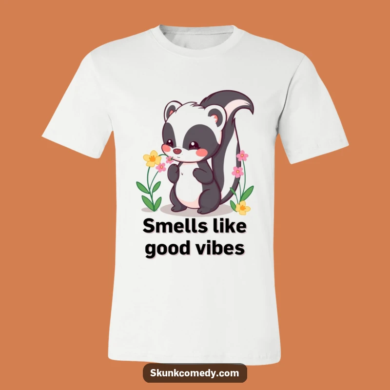Funny Kawaii Skunk T-Shirt: Cute Flower Lover Gift