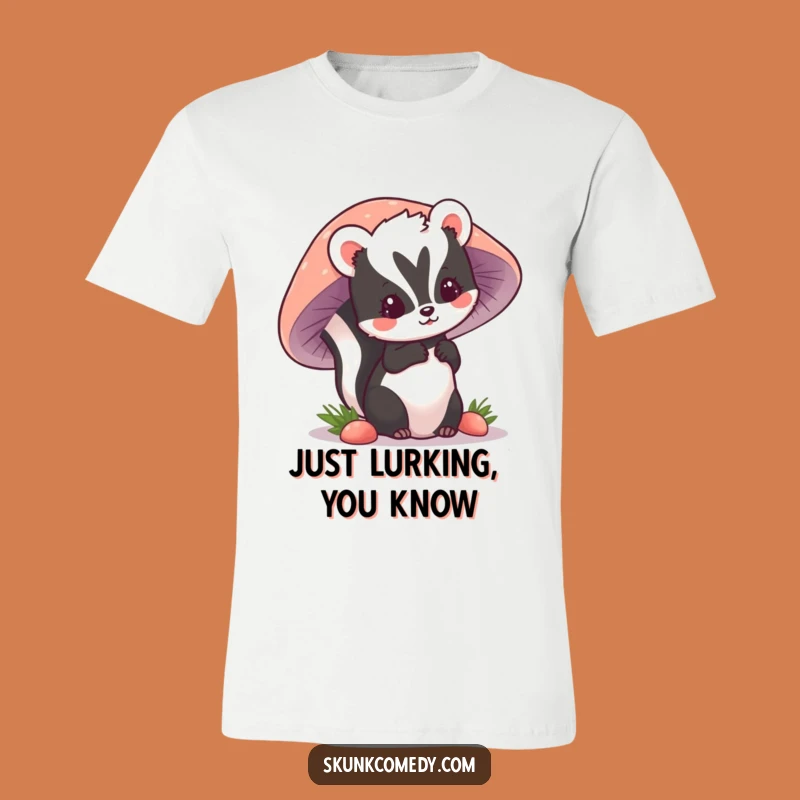 Funny Kawaii Skunk T-Shirt: Cute Mushroom Peeker Tee, Hilarious Gift for Skunk Lovers