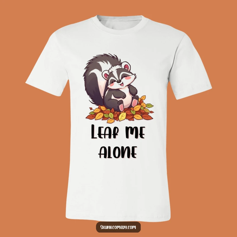 Funny Leaf Tumbling Skunk T-Shirt: Autumn Joy Tee!