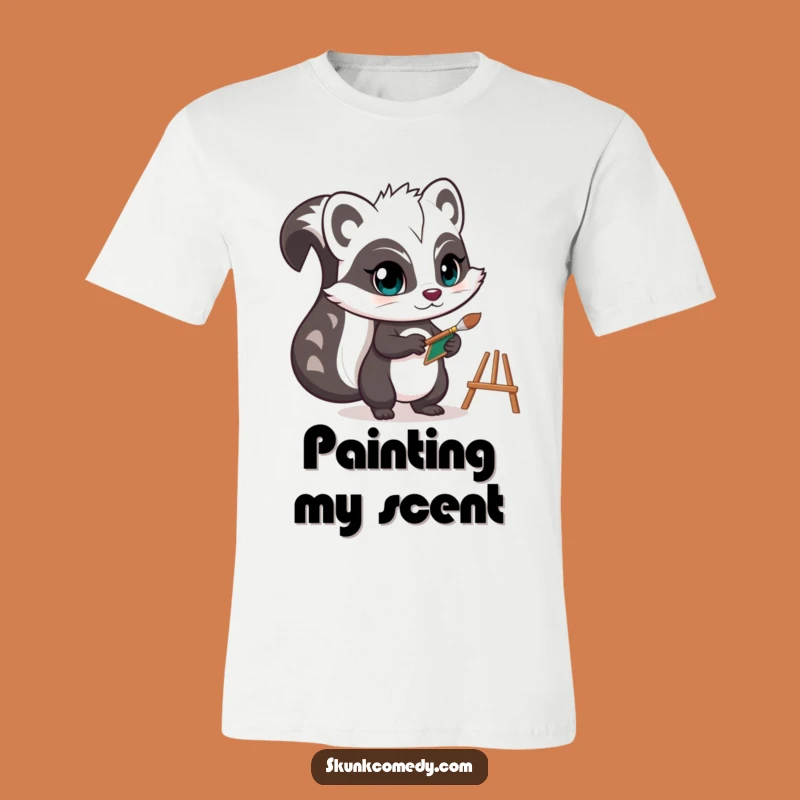 Funny Skunk T-Shirt: Determined Artist, Tiny Easel, Creative Tee!