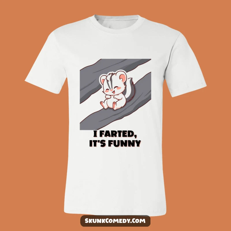 Funny Giggling Skunk Sliding T-Shirt - Comical Skunk Apparel Gift