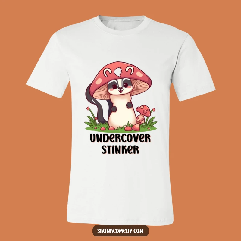 Funny Skunk Mushroom T-Shirt - Peek-a-Boo Forest Fun Tee, Great Gift