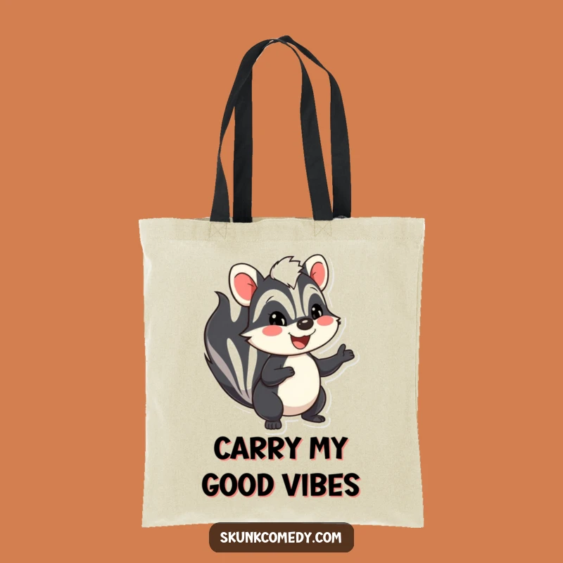 Funny Skunk Tote Bag: Carry Your Stuff with a Smiling Waving Skunk, Great Gift