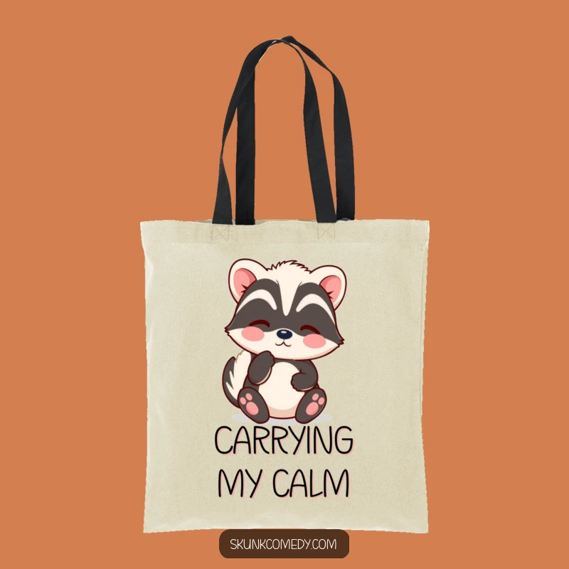 Funny Kawaii Skunk Tote Bag - Relaxed Sighing Skunk Bag for Everyday Gift