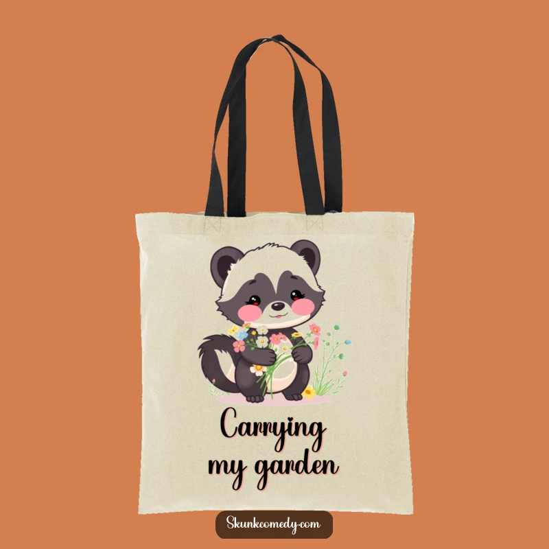 Funny Skunk Bouquet Tote Bag - Wildflower Carrier Gift