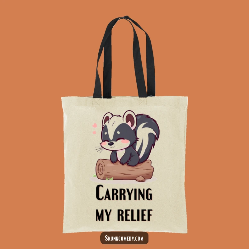 Funny Skunk Log Tote: Relieved Sigh Carryall, Hilarious Gift