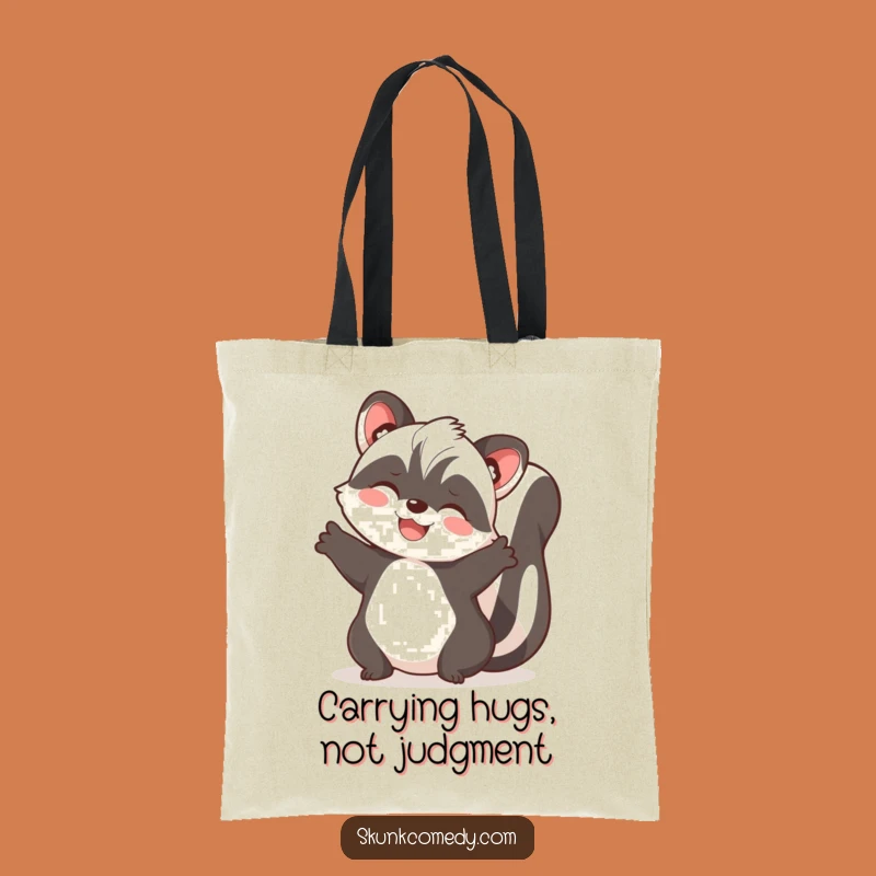 Funny Joyful Skunk Embrace Tote Bag: Carry Love With This Happy Skunk