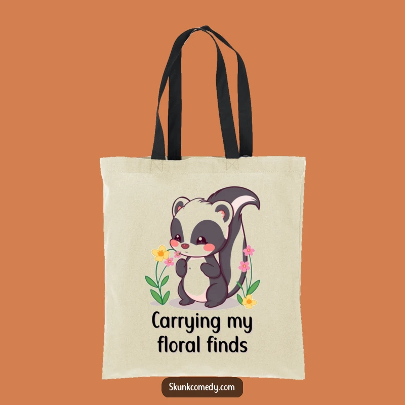 Funny Kawaii Skunk Tote Bag: Cute Floral Accessory Gift