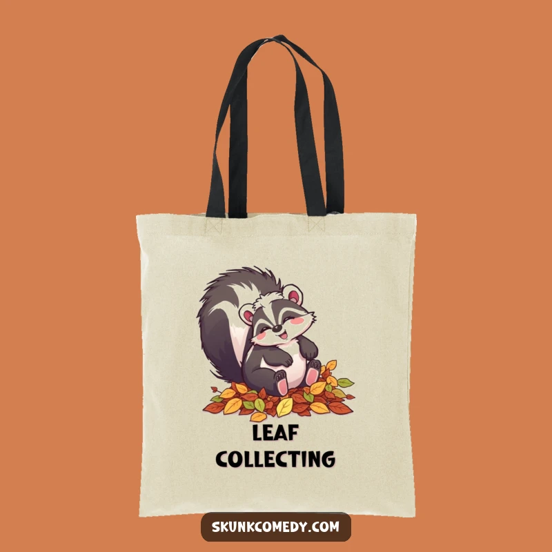 Funny Leaf Tumbling Skunk Tote Bag: Carry Autumn's Cheer!