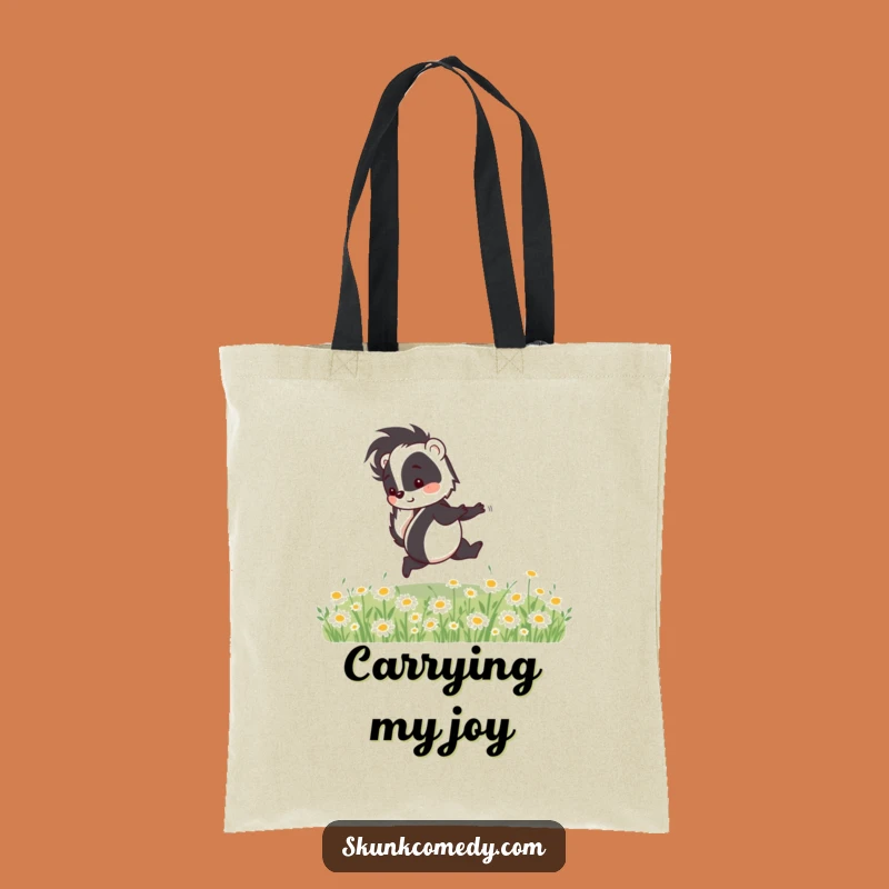 Funny Skunk Skipping Tote Bag - Cheerful Animal Accessory Gift