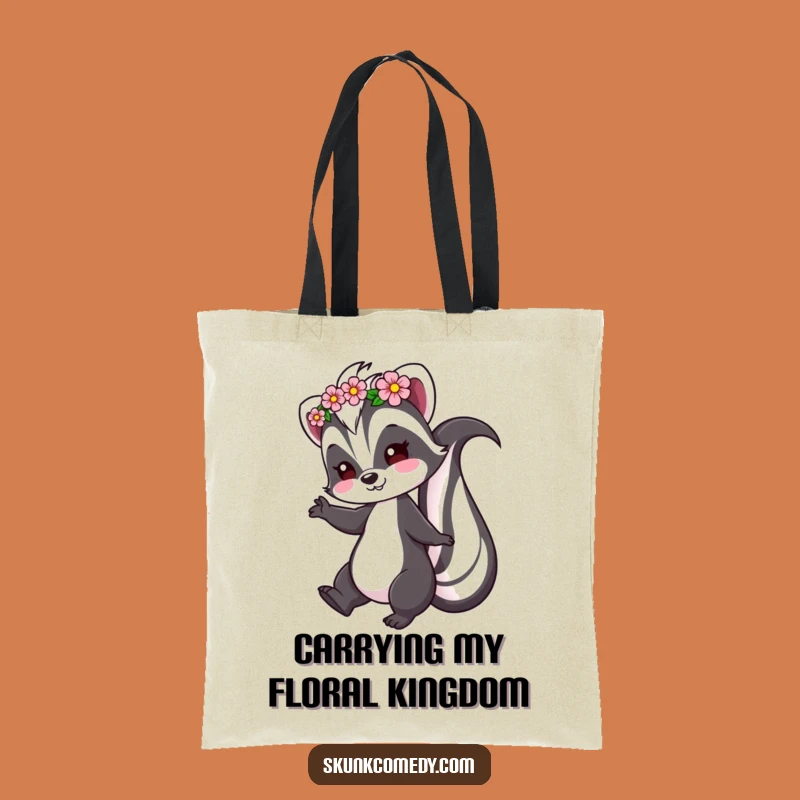 Funny Skunk Tote Bag: Whimsical Flower Crown Accessory Gift