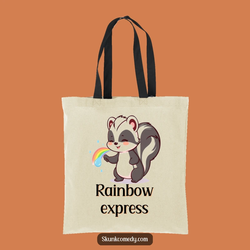 Funny Rainbow Skunk Spray Tote Bag: Carry the Color!