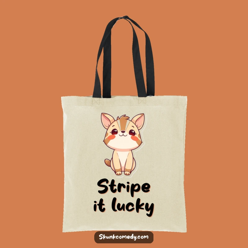 Funny Striped Wonder Tote Bag - Curious Animal Carryall Gift